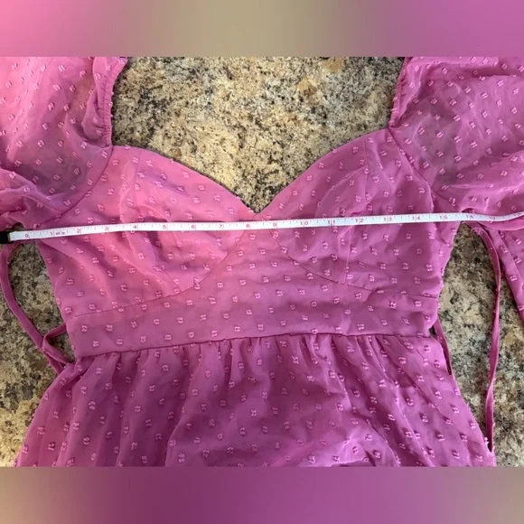 Lulus Longing And Love Pink Swiss Dot Dress Medium - Picture 5 of 9